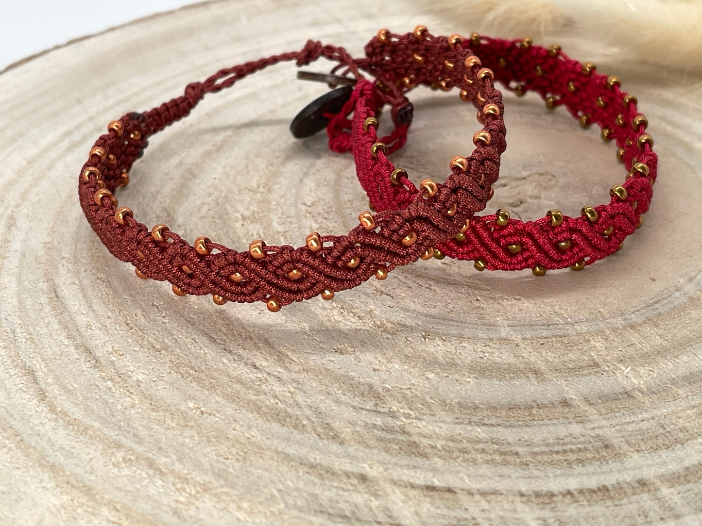 Makramee Schmuck Fussbändchen Fusskettchen "Boho“ II Perlen