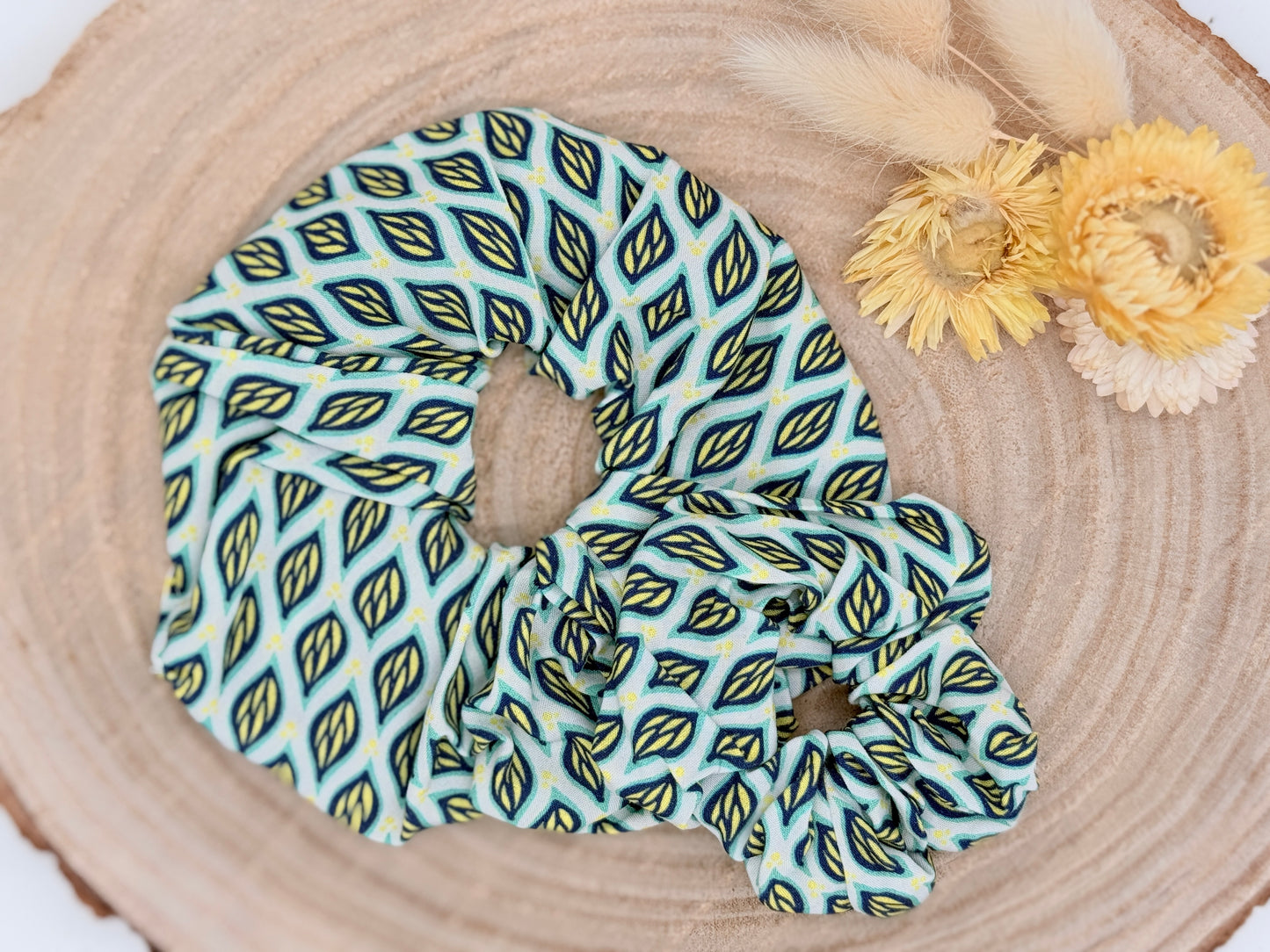 Viskose Scrunchie Haargummi Retro weiß grün