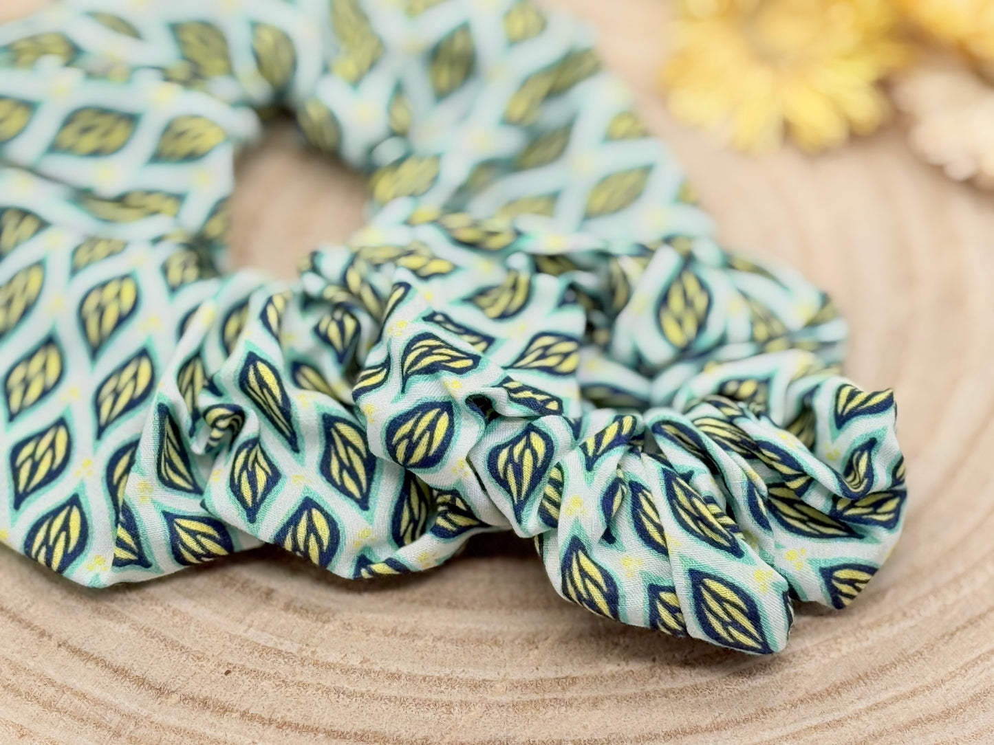 Viskose Scrunchie Haargummi Retro weiß grün