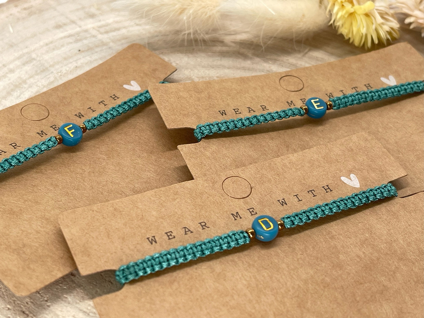 Freundschaftsarmband Makramee Schmuck Armband ABC petrol