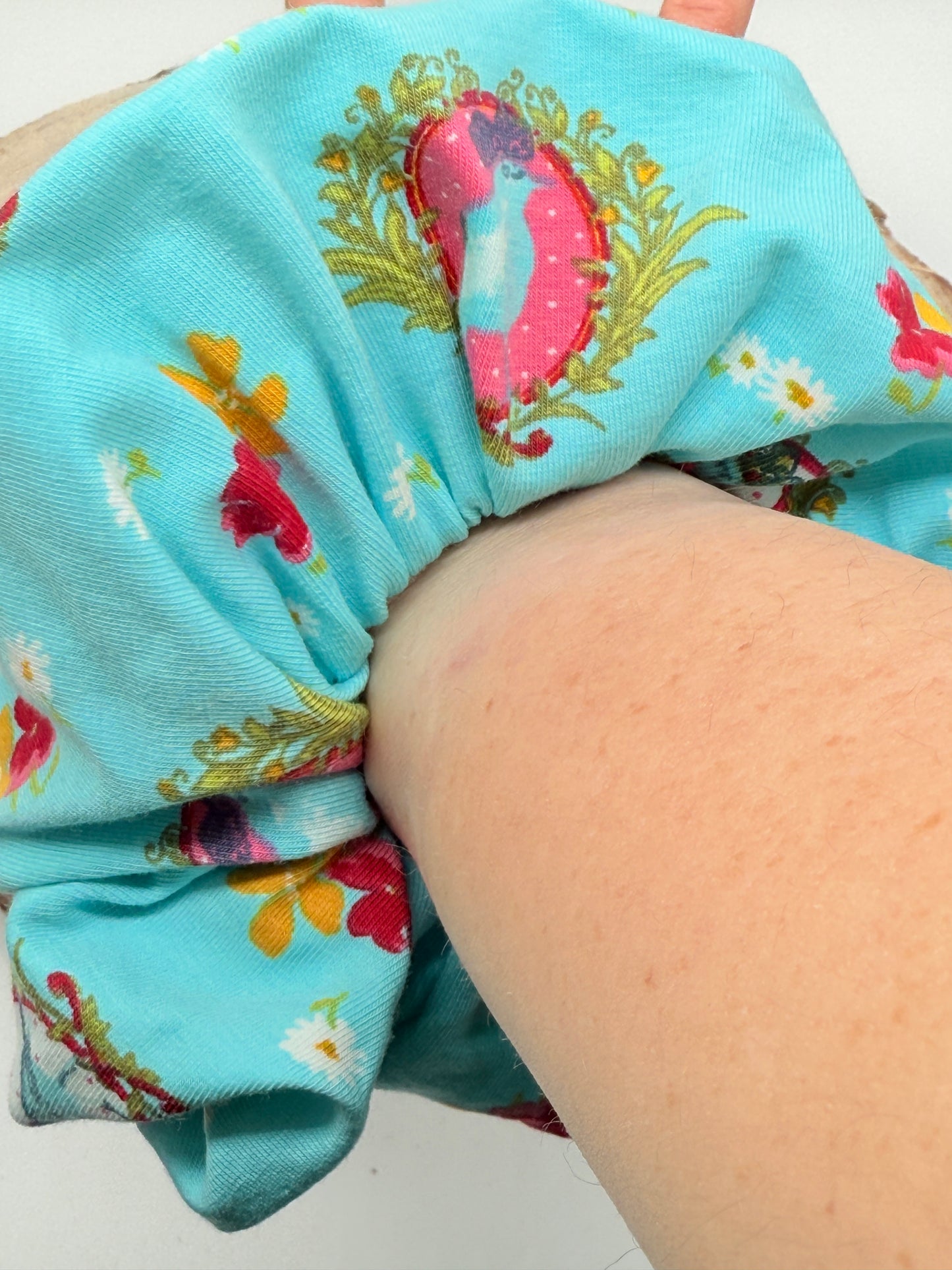 Jersey Scrunchie Haargummi Vogel Blau