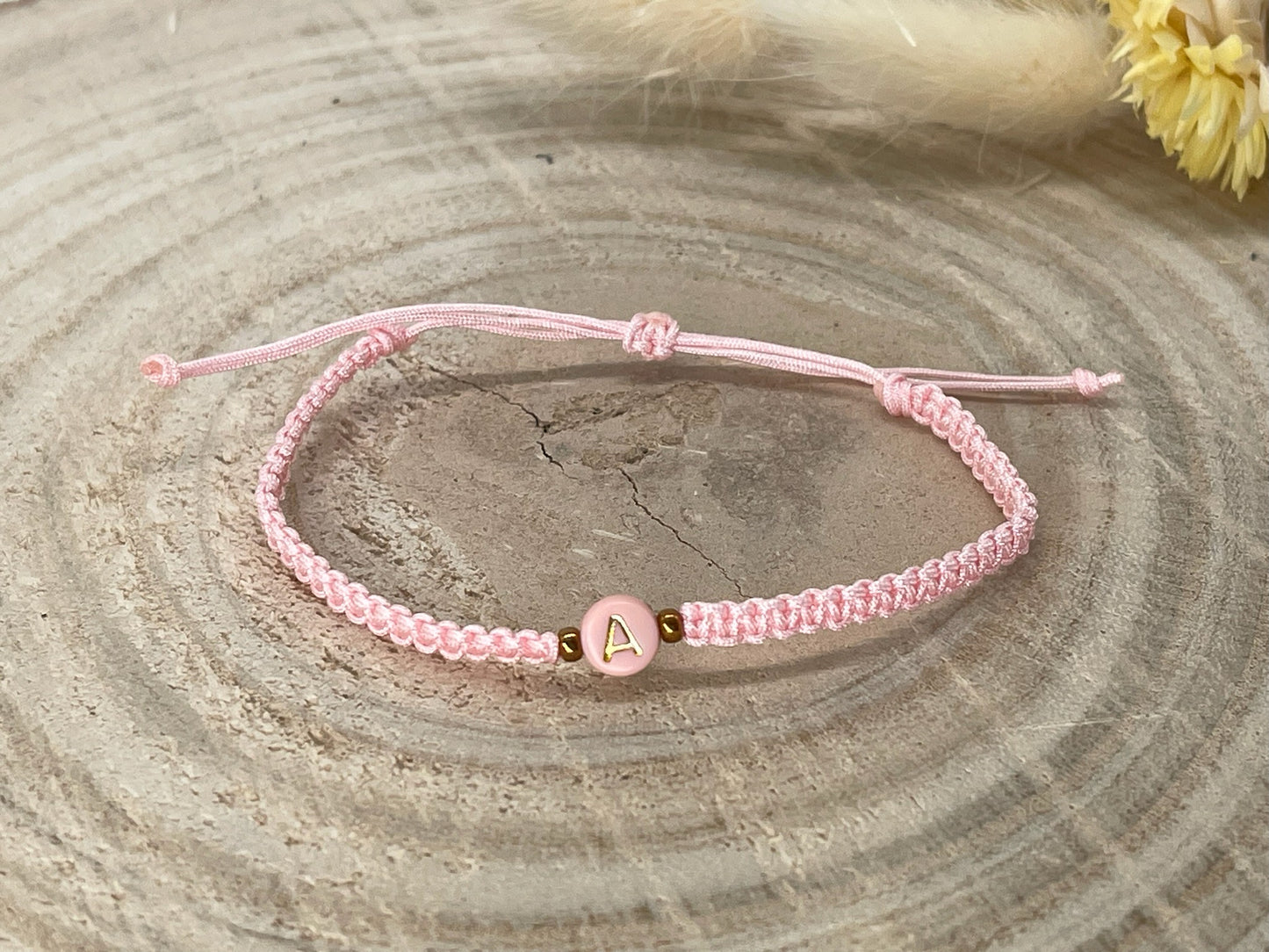 Freundschaftsarmband Makramee Schmuck Armband ABC rosa