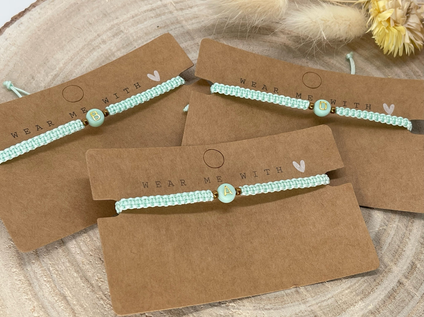 Freundschaftsarmband Makramee Schmuck Armband ABC mint