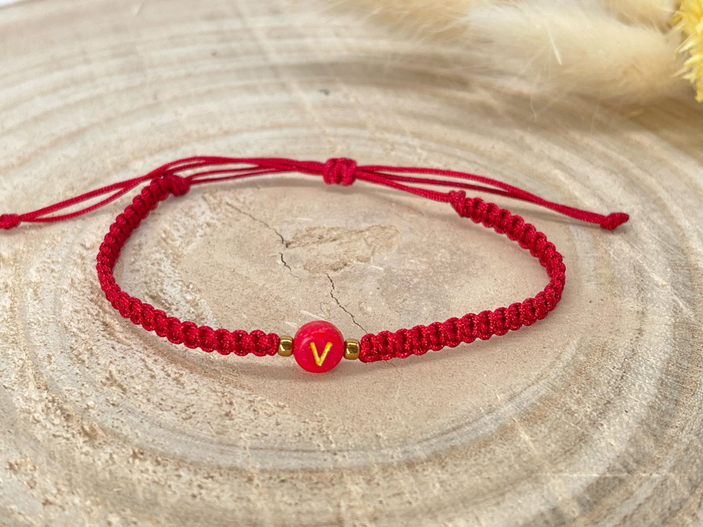 Freundschaftsarmband Makramee Schmuck Armband ABC rot
