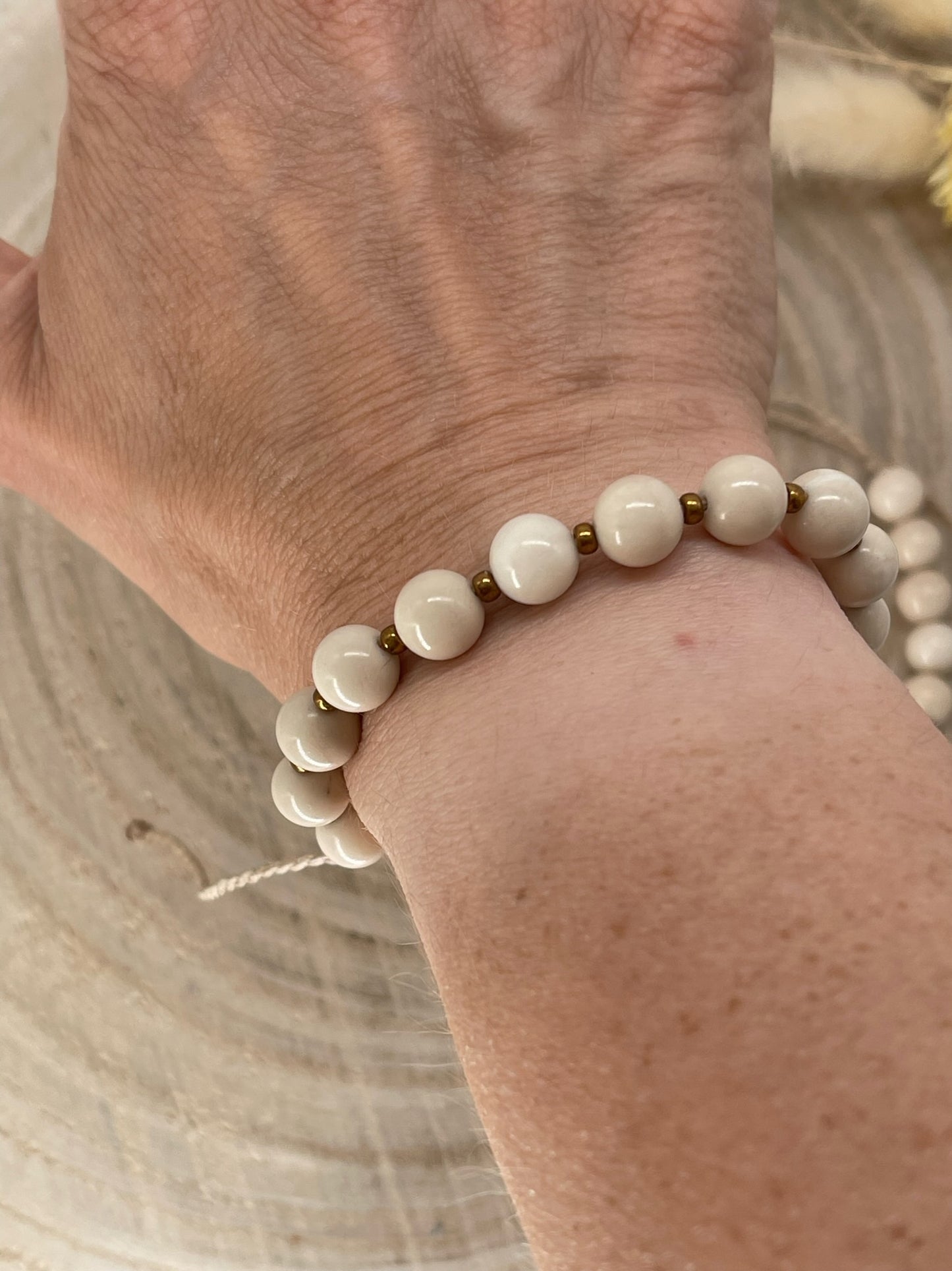 Halbedelstein Freundschaftsarmband Makramee Schmuck Calcit & Mamor