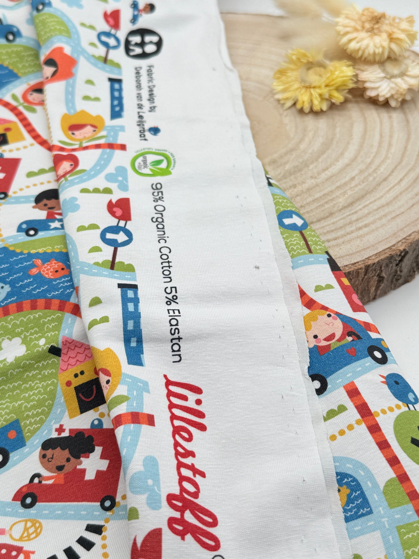 Jersey Reststück en Route (Lillestoff) weiß