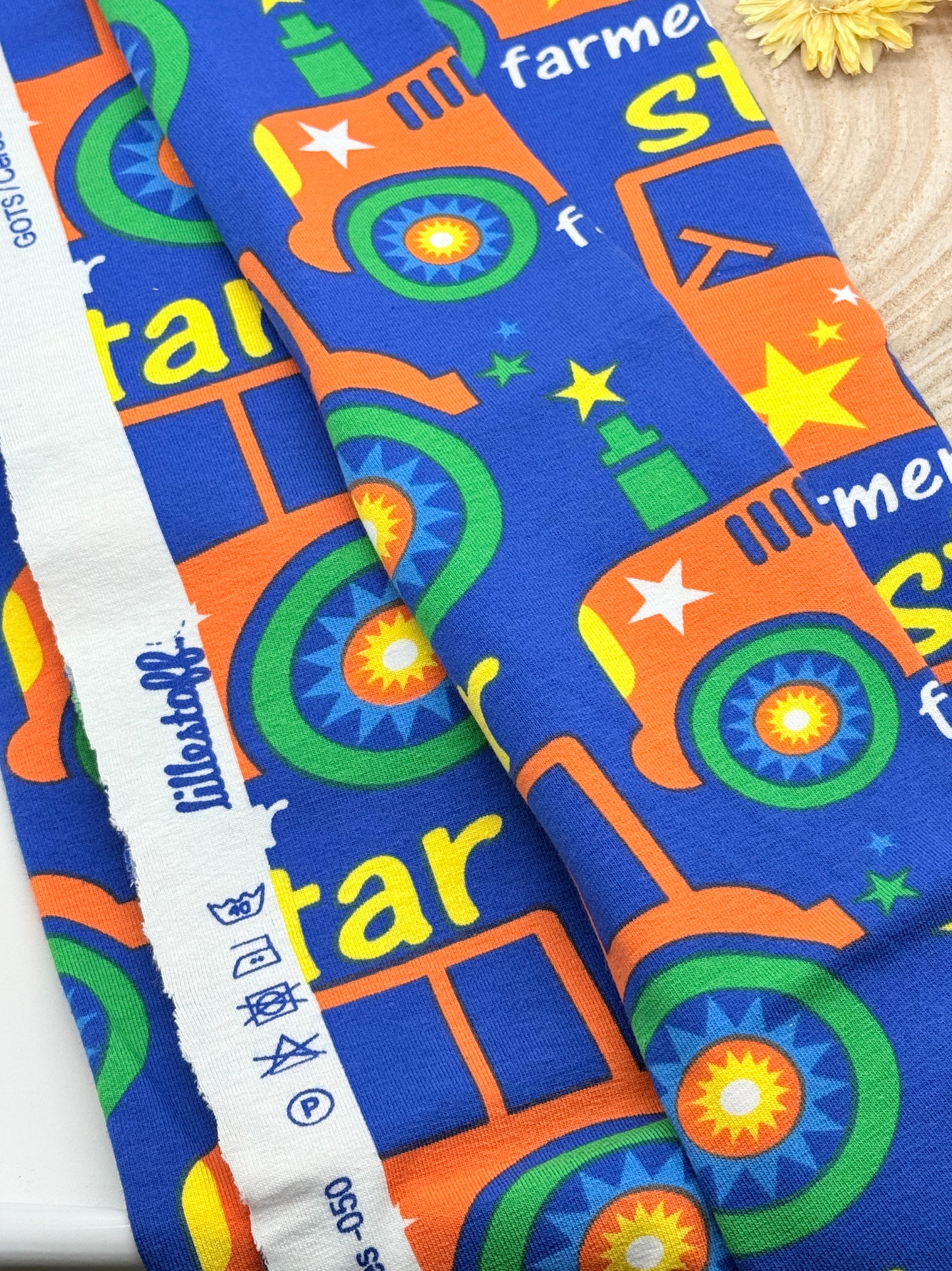 Jersey Reststück Traktor (Lillestoff) blau