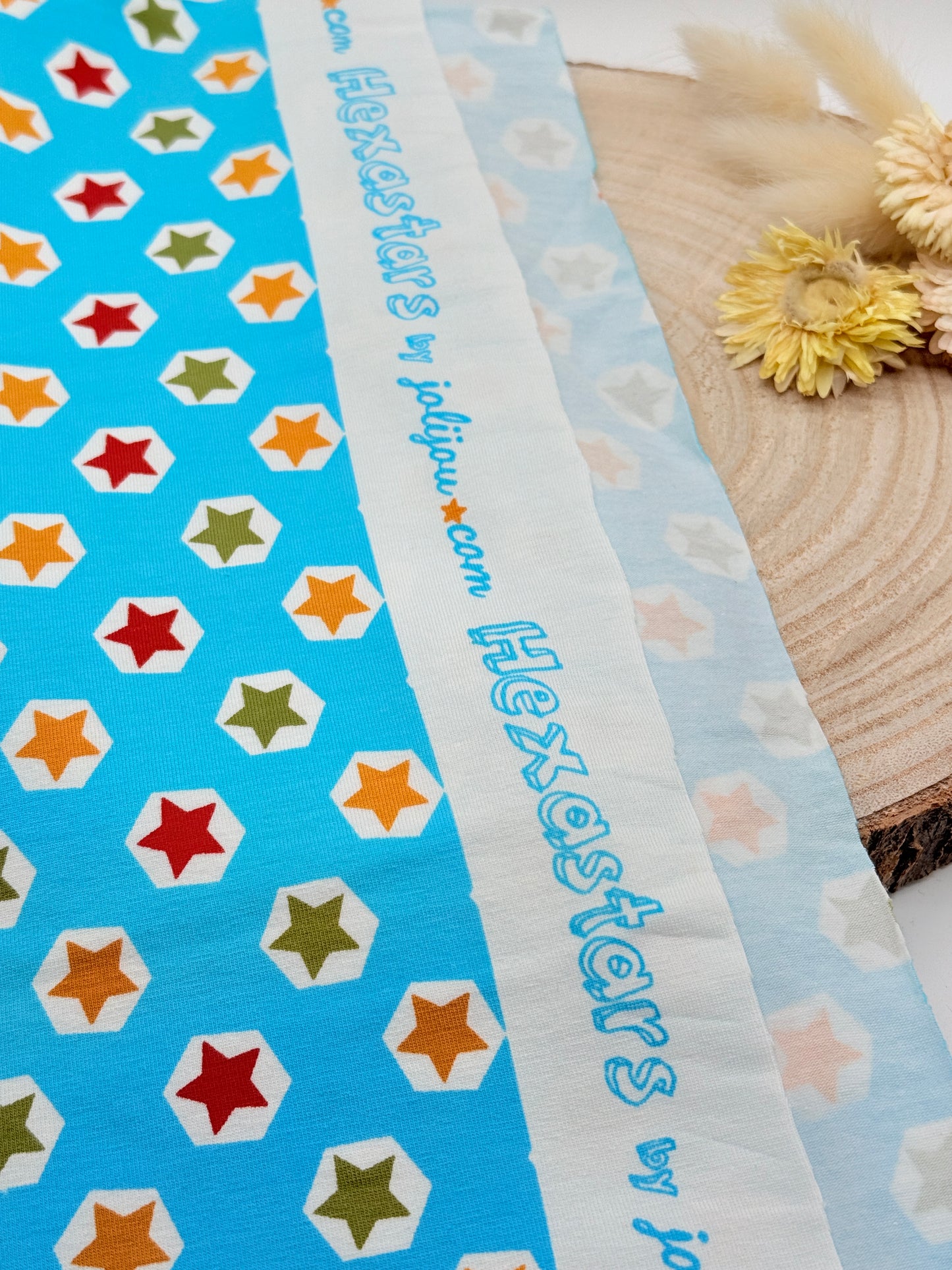Jersey Reststück Hexastars hellblau