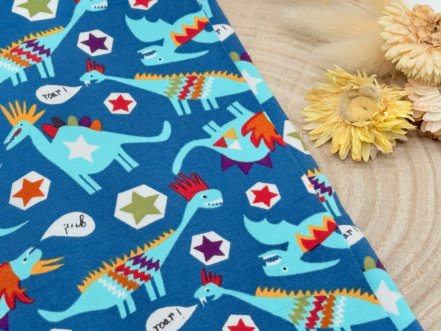 Jersey Reststück Dino Punk dunkelblau