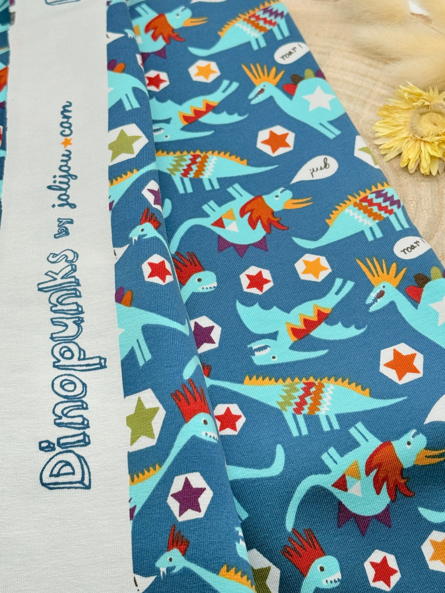 Jersey Reststück Dino Punk dunkelblau