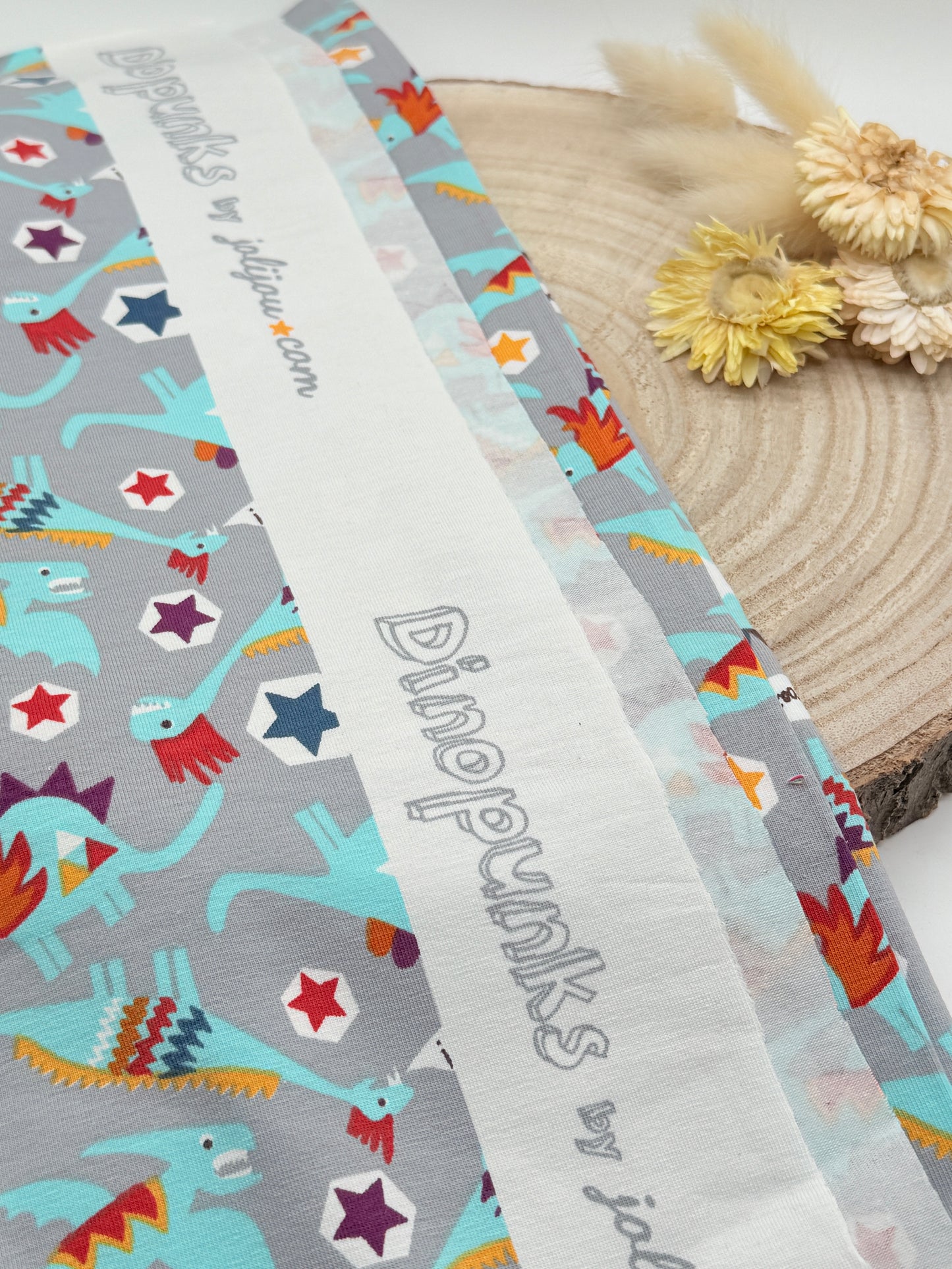 Jersey Reststück Dino Punk grau