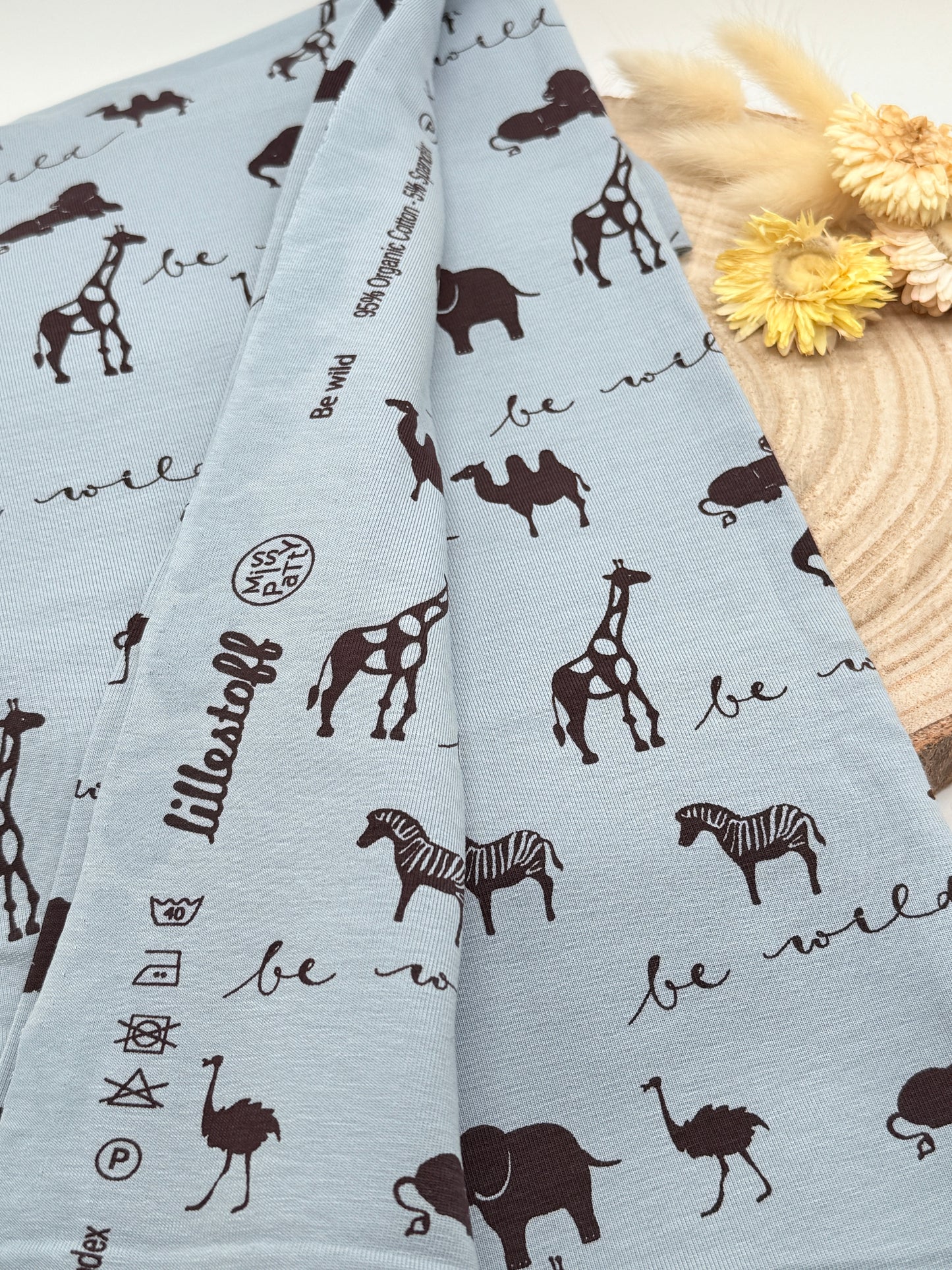 Jersey Reststück wilde Tiere (Lillestoff) blau