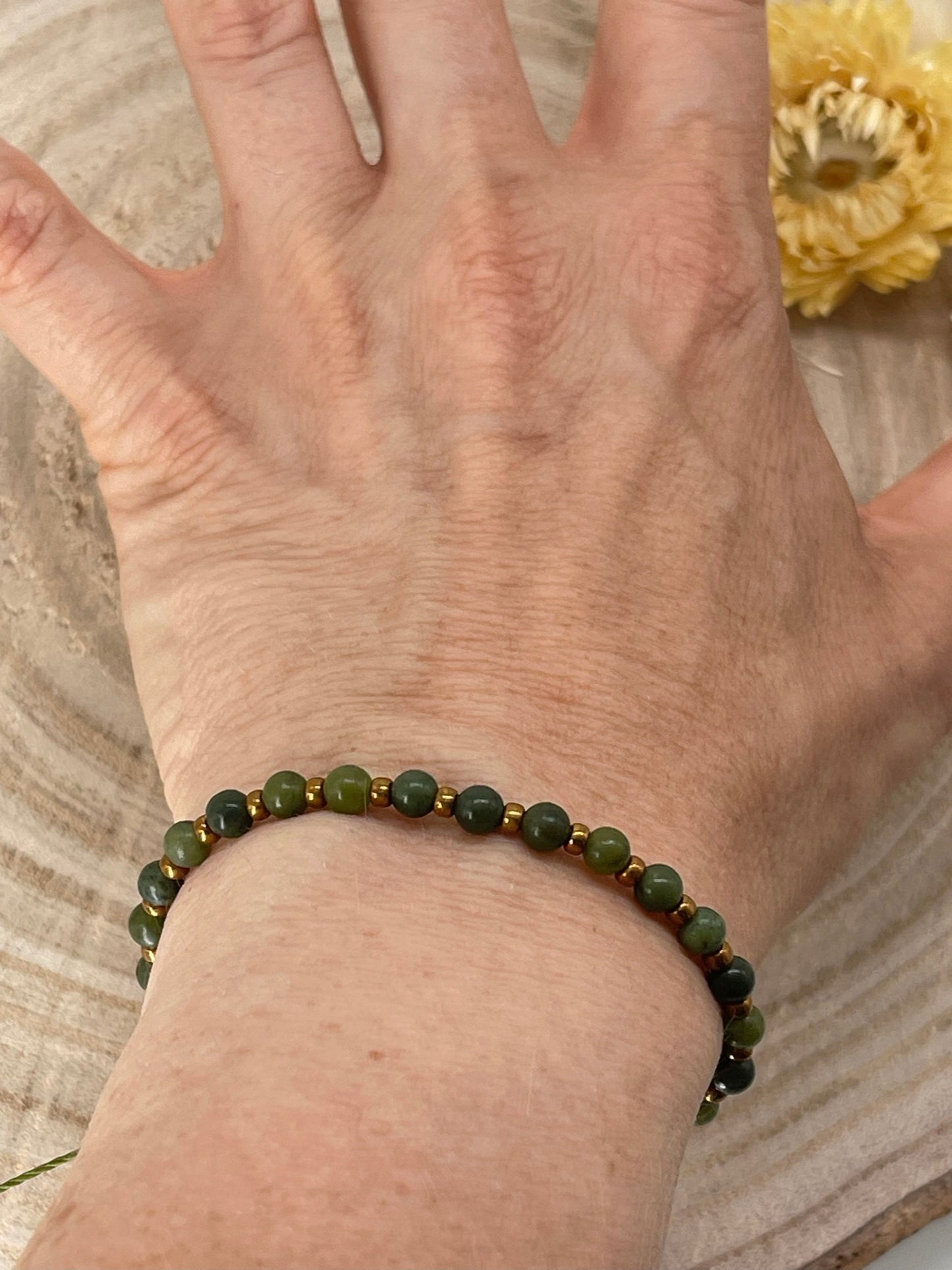 Halbedelstein Freundschaftsarmband Makramee Schmuck Seraphinit grün