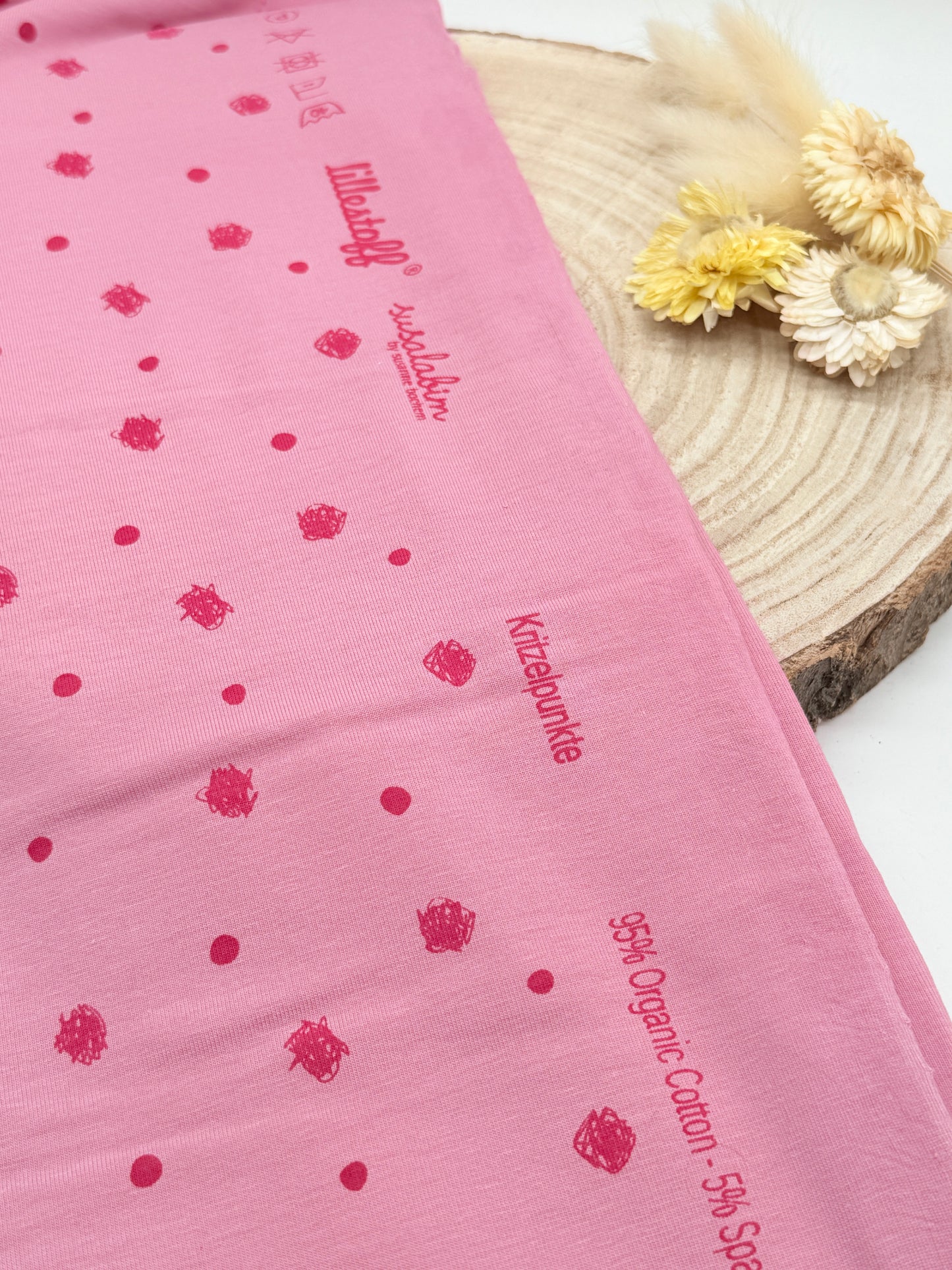 Jersey Reststück Punkte (Lillestoff) rosa