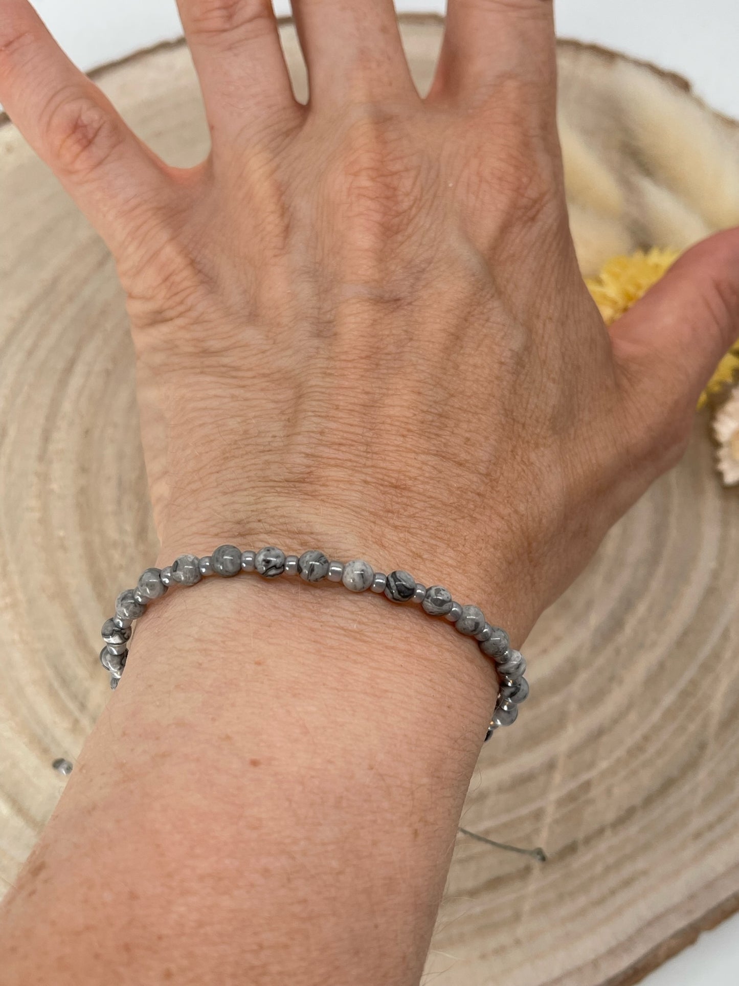 Halbedelstein Freundschaftsarmband Makramee Schmuck Dolomit