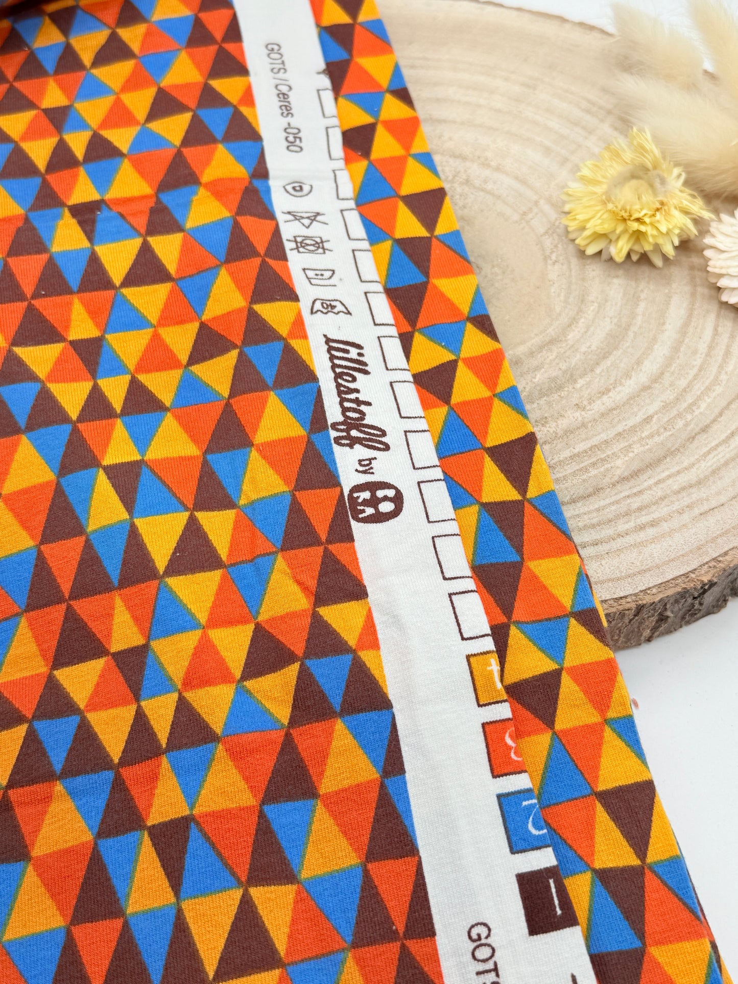 Jersey Reststück Dreiecke (Lillestoff) Orange