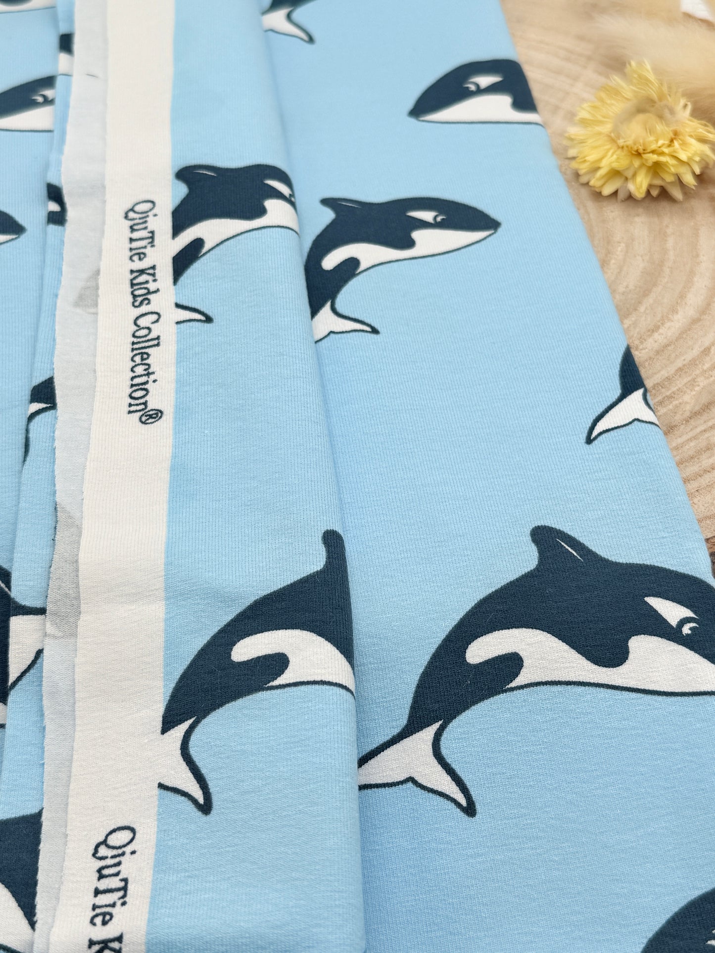 Jersey Reststück Wale blau