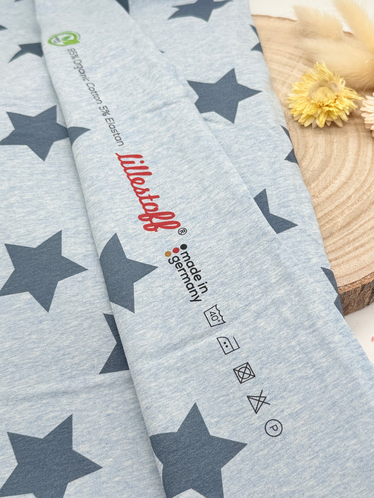 Jersey Reststück Sterne (Lillestoff) blau