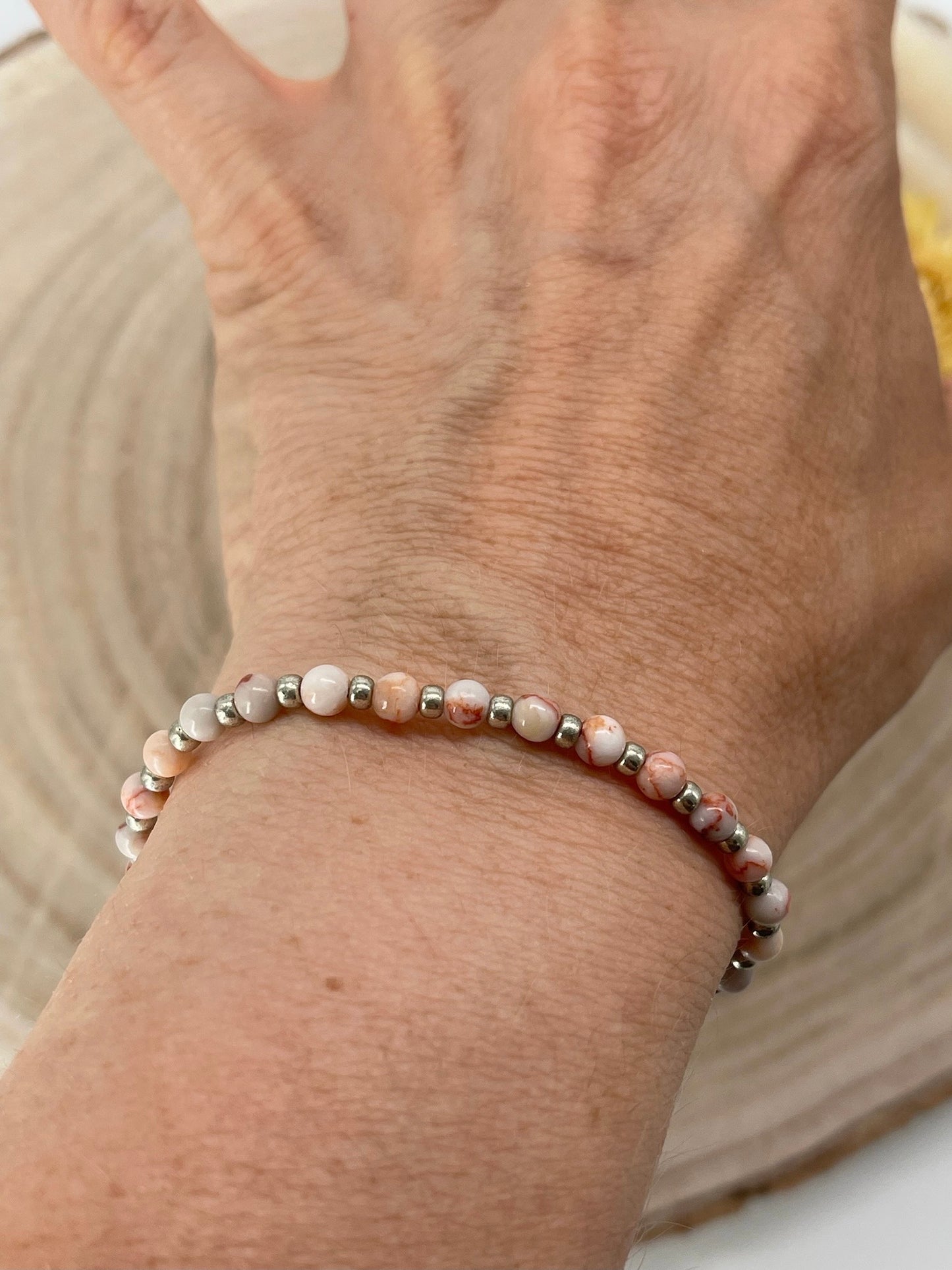 Halbedelstein Freundschaftsarmband Makramee Schmuck Calcit & Mamor