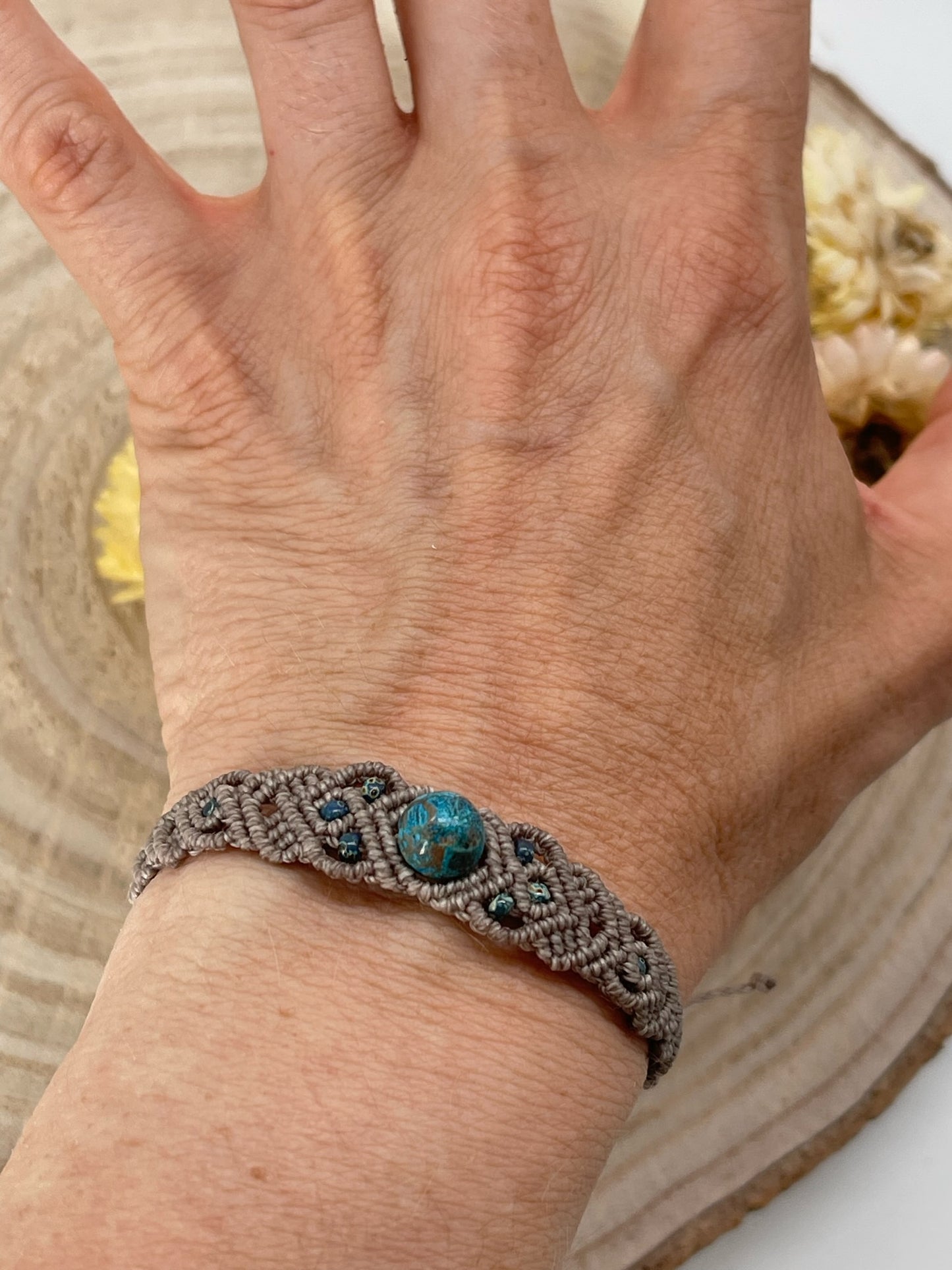 Makramee Edelstein Armband mit Jaspis Perle