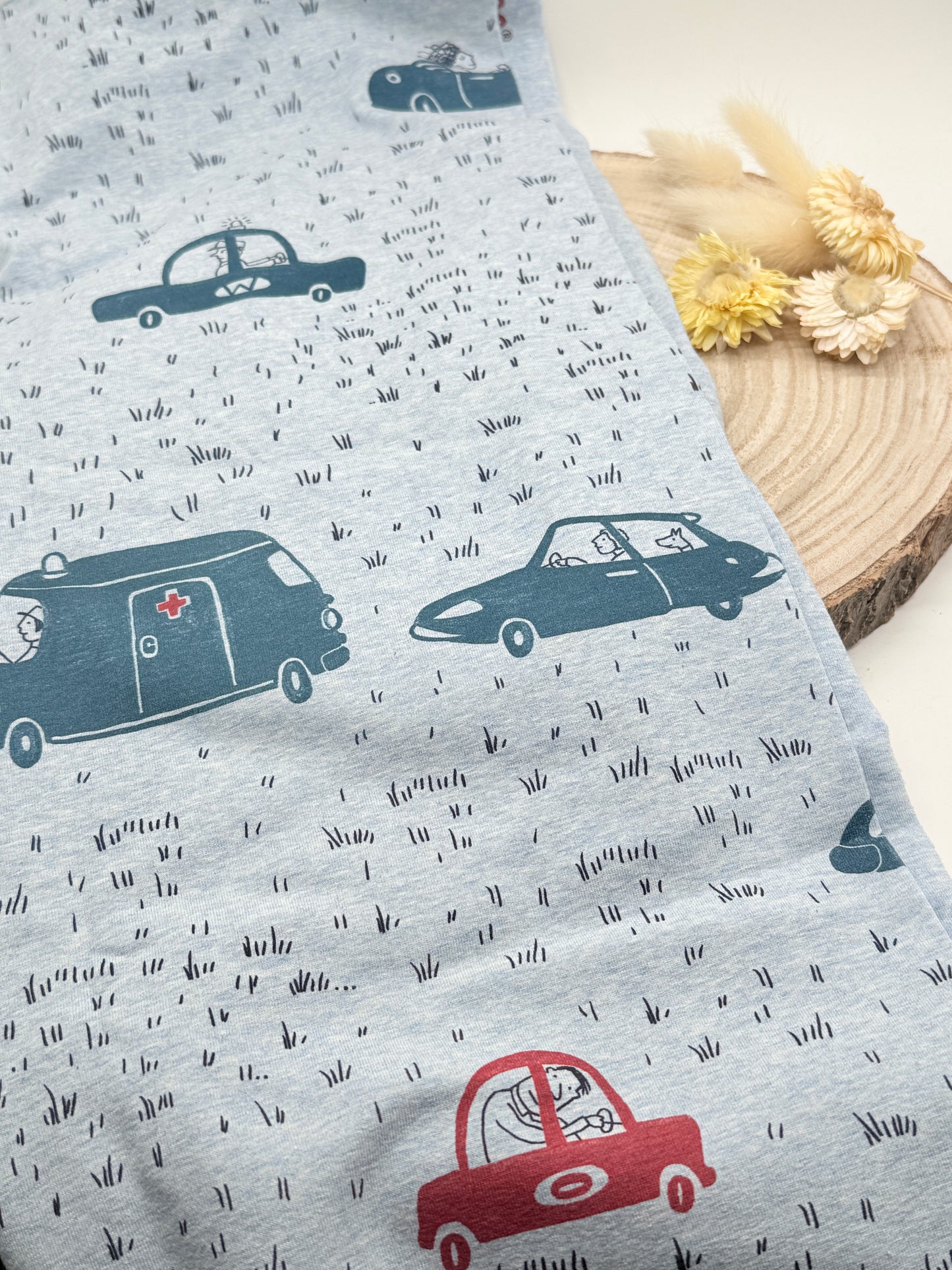Jersey Reststück Autos (Lillestoff) grau blau