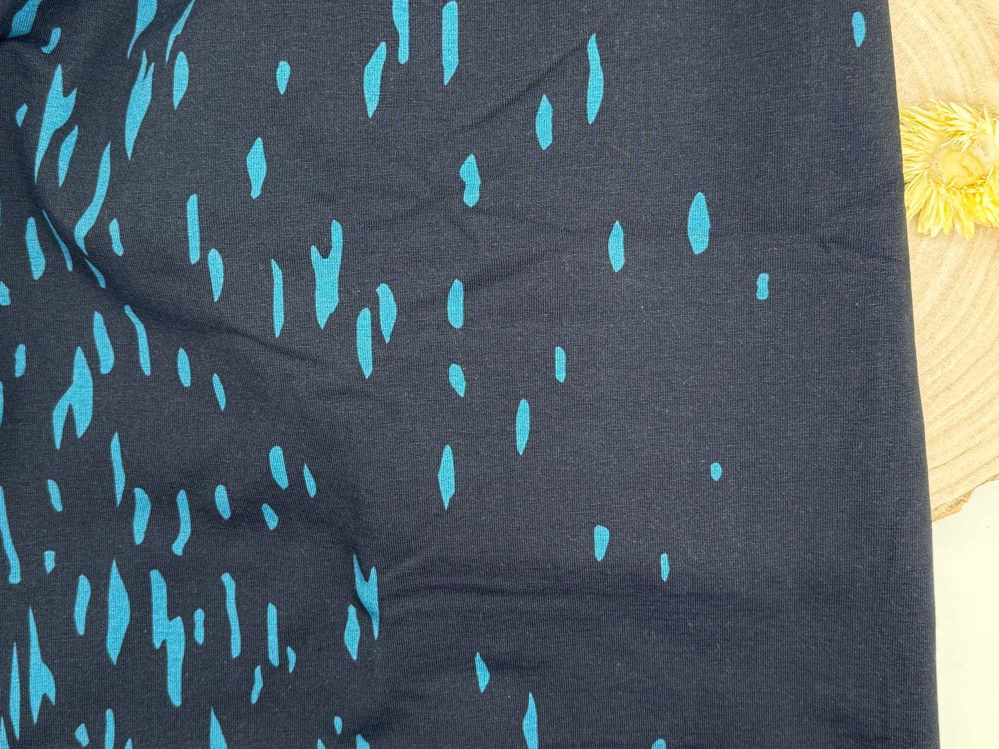 Jersey Reststück Muster (Swafing) blau schwarz querverlauf