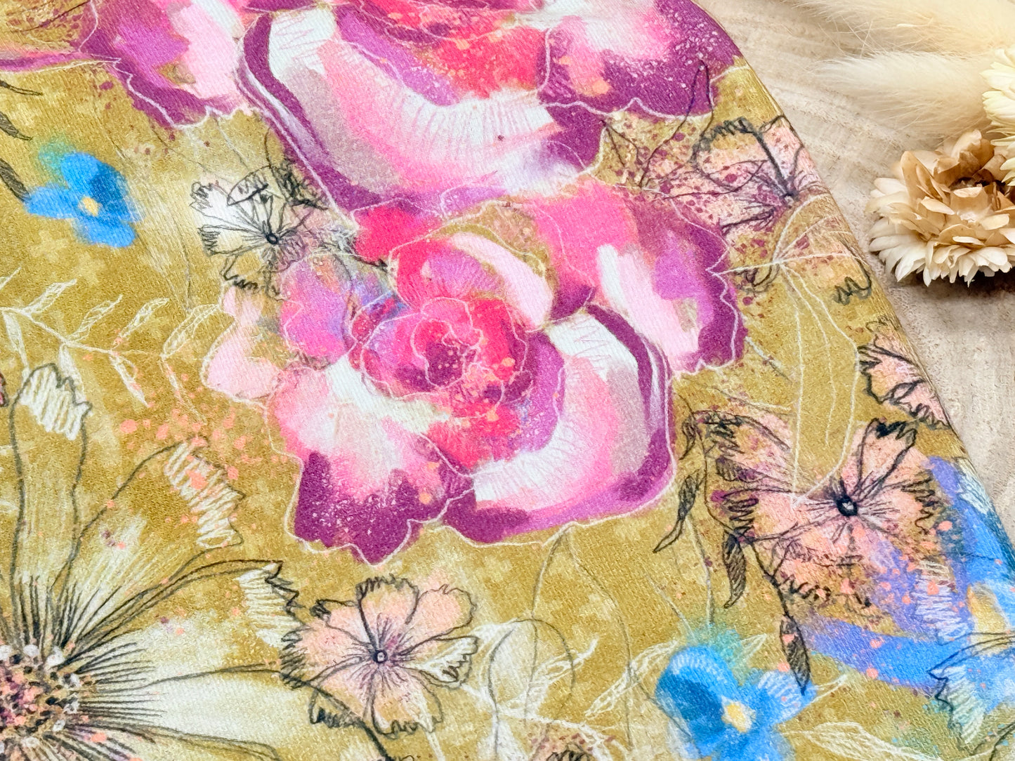 Jersey Reststück Blumen (Lillestoff) braun