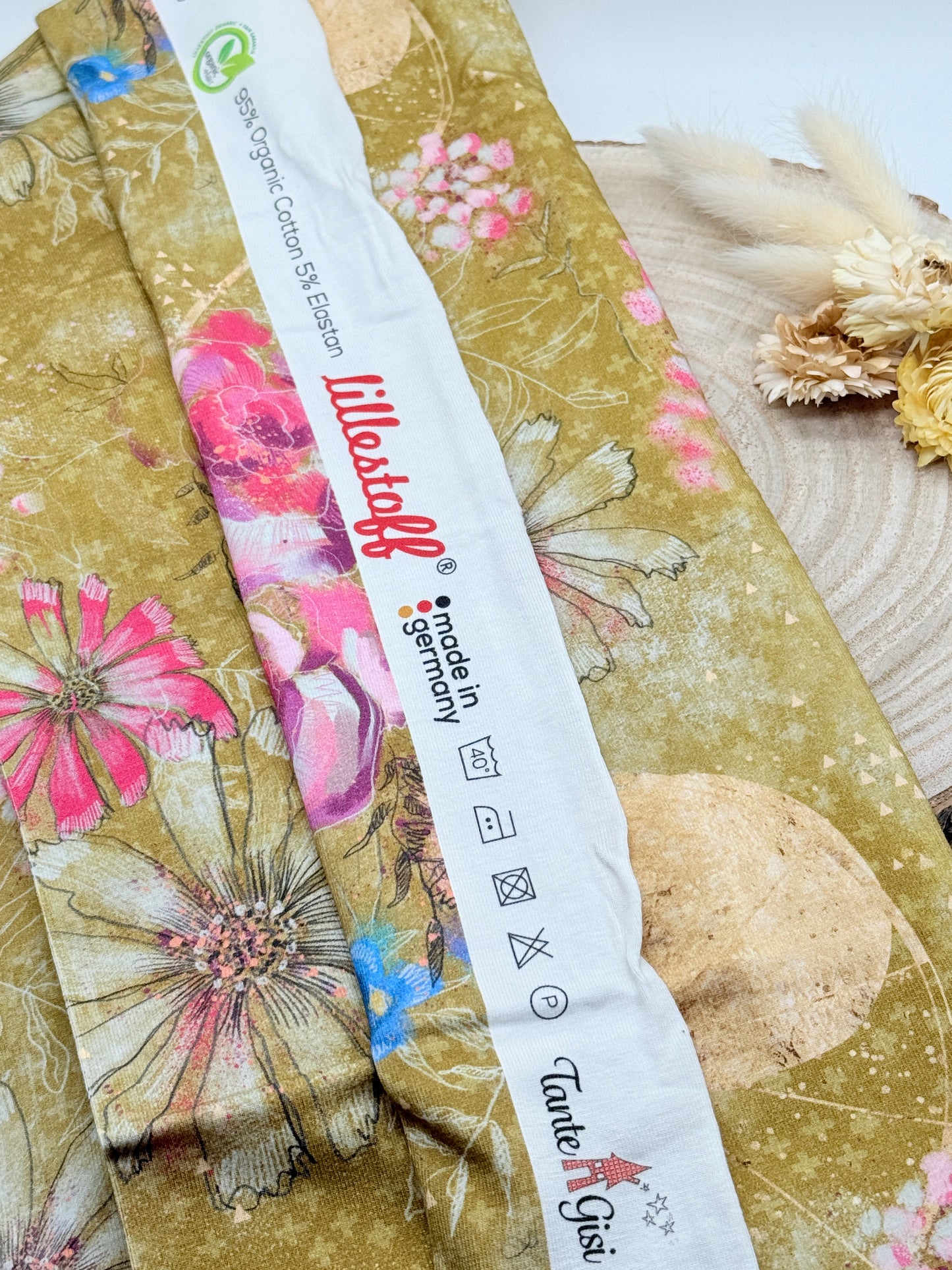 Jersey Reststück Blumen (Lillestoff) braun