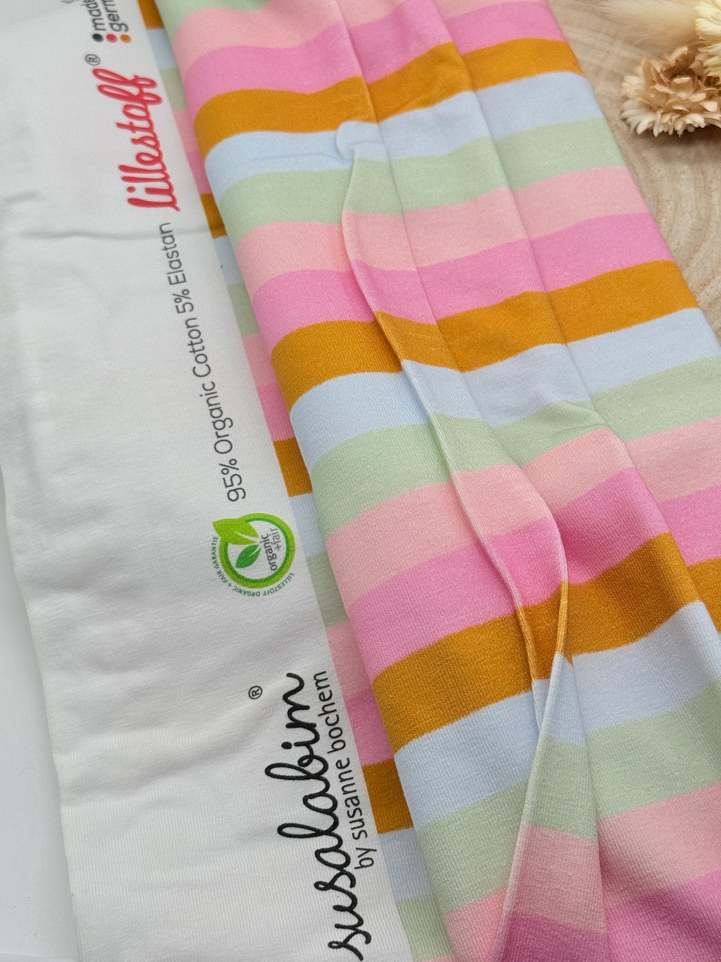 Jersey Reststück Regenbogenringel (Lillestoff) Pastell bunt