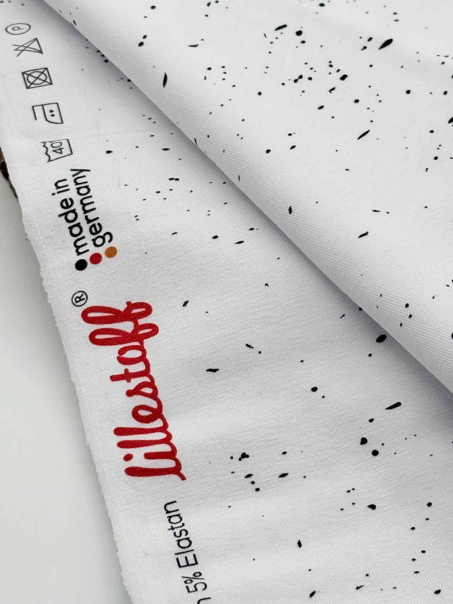 Jersey Reststück Punkte (Lillestoff) schwarz weiß