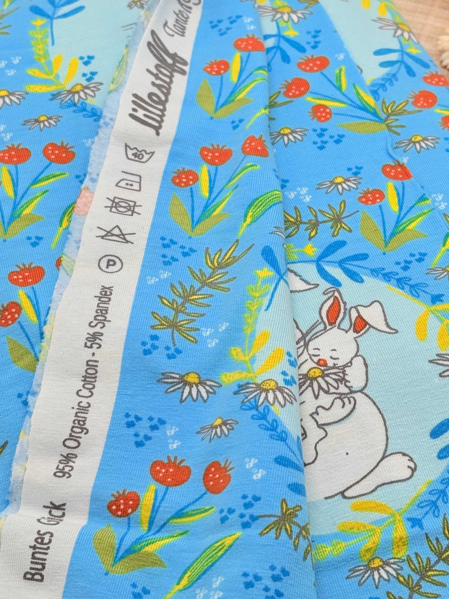 Jersey Reststück Hasen (Lillestoff) hellblau