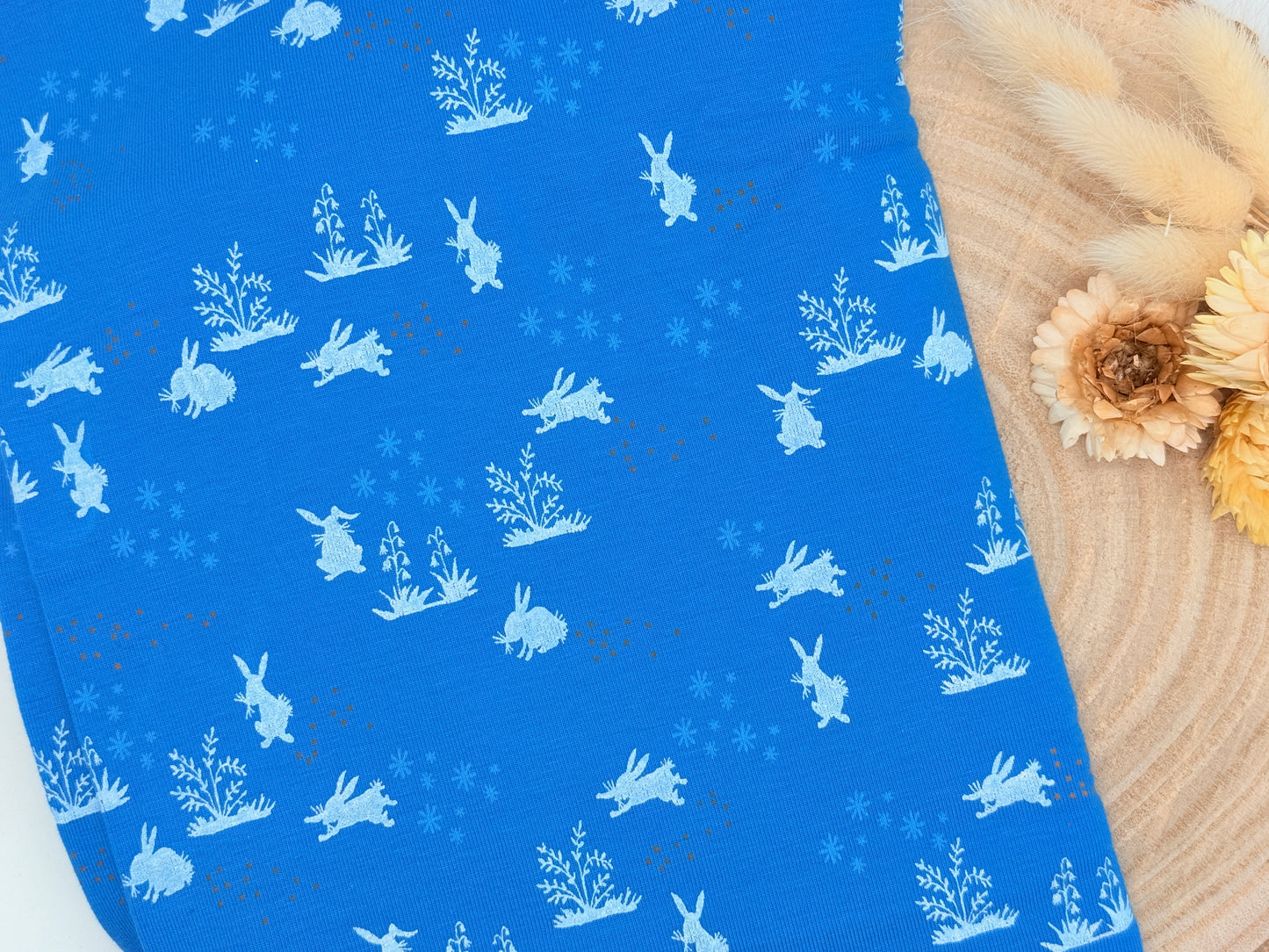 Jersey Reststück Hasen (Lillestoff) blau