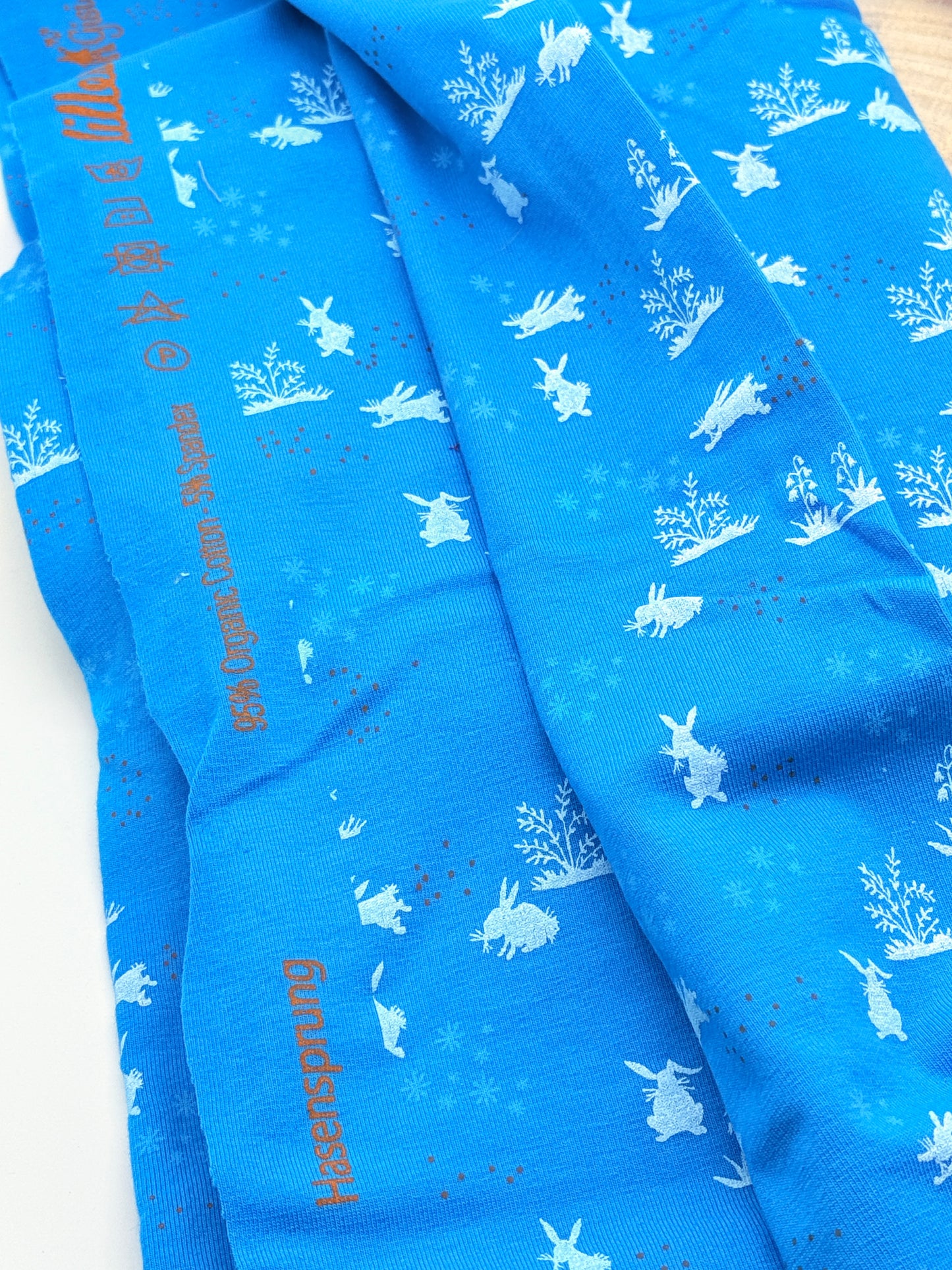 Jersey Reststück Hasen (Lillestoff) blau