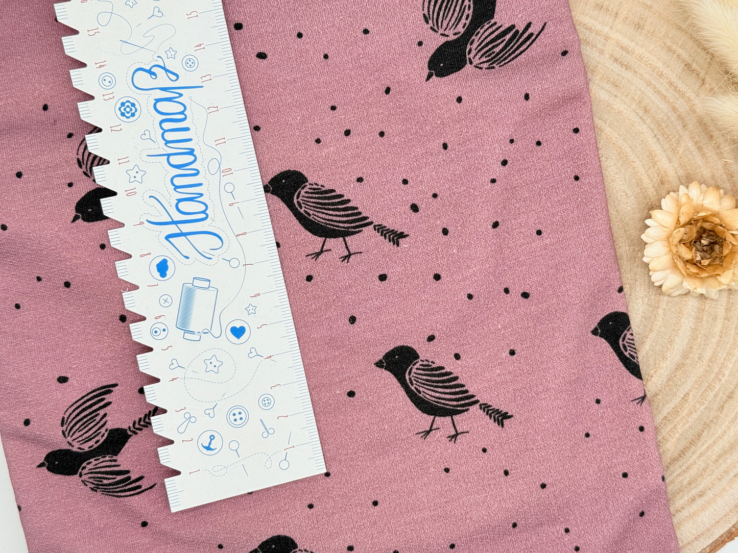 Summer Sweat Reststück Vögel (Lillestoff) lila
