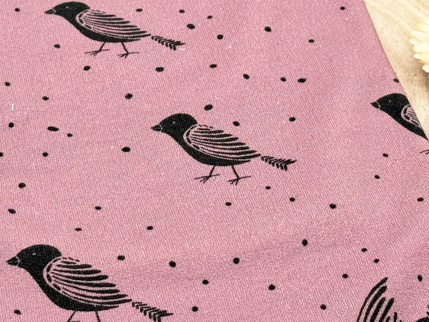 Summer Sweat Reststück Vögel (Lillestoff) lila
