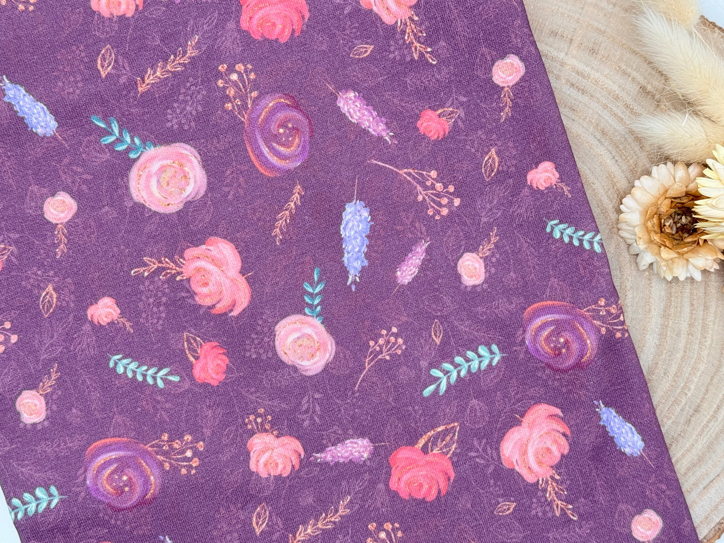 Jersey Reststück Ballerina Blüten (Lillestoff) lila