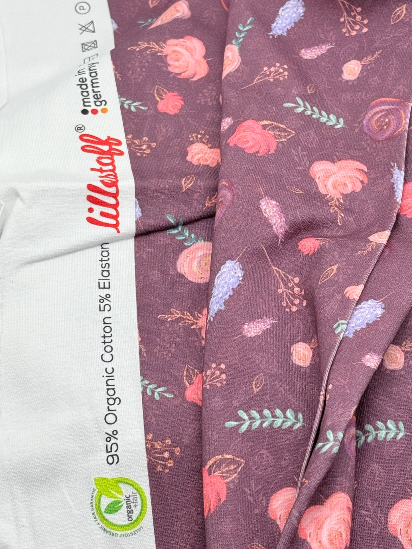 Jersey Reststück Ballerina Blüten (Lillestoff) lila