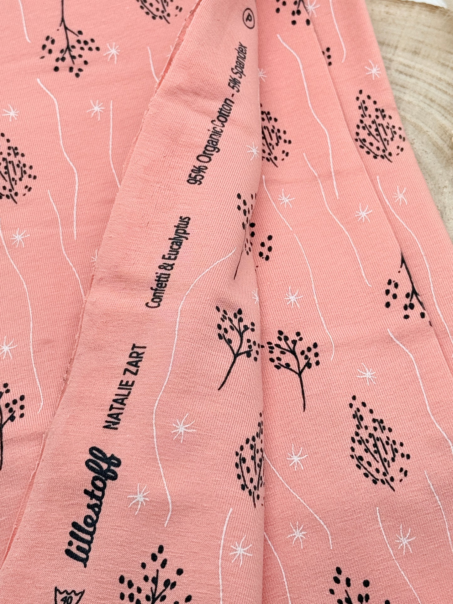Jersey Reststück Confetti und Eucalyptus (Lillestoff) rosa