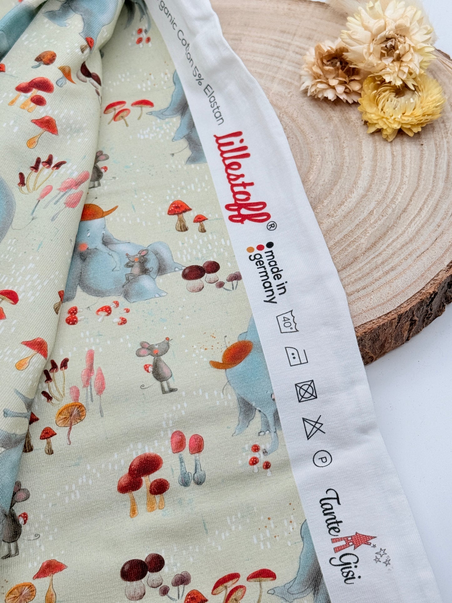 Jersey Reststück Elefant (Lillestoff) grün