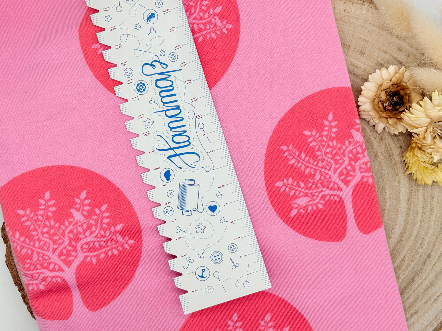 Jersey Reststück Bäume rosa