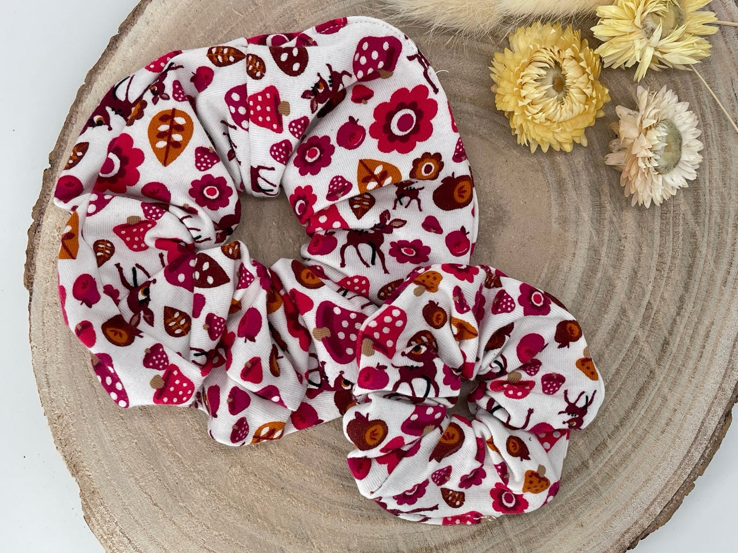 Scrunchie Haargummi elastisches Haarband Haarschmuck Reh auf weiß