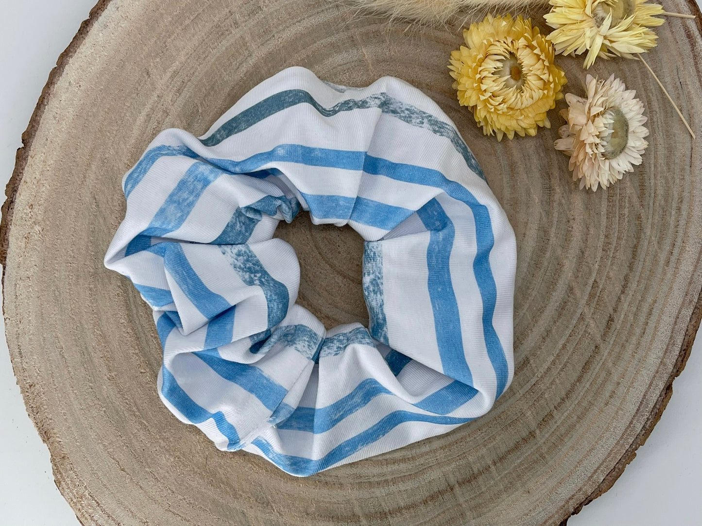 Scrunchie Haargummi elastisches Haarband Haarschmuck blau weiß gestreift