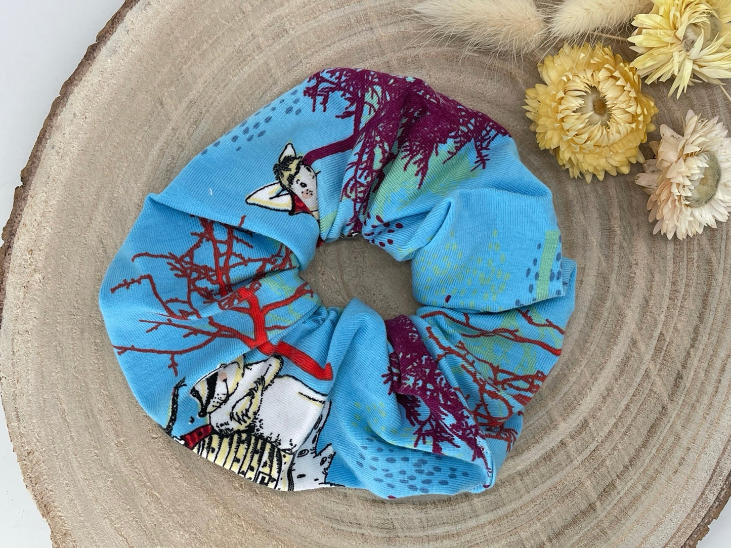 Scrunchie Haargummi elastisches Haarband Haarschmuck der Dachs mein Freund auf blau