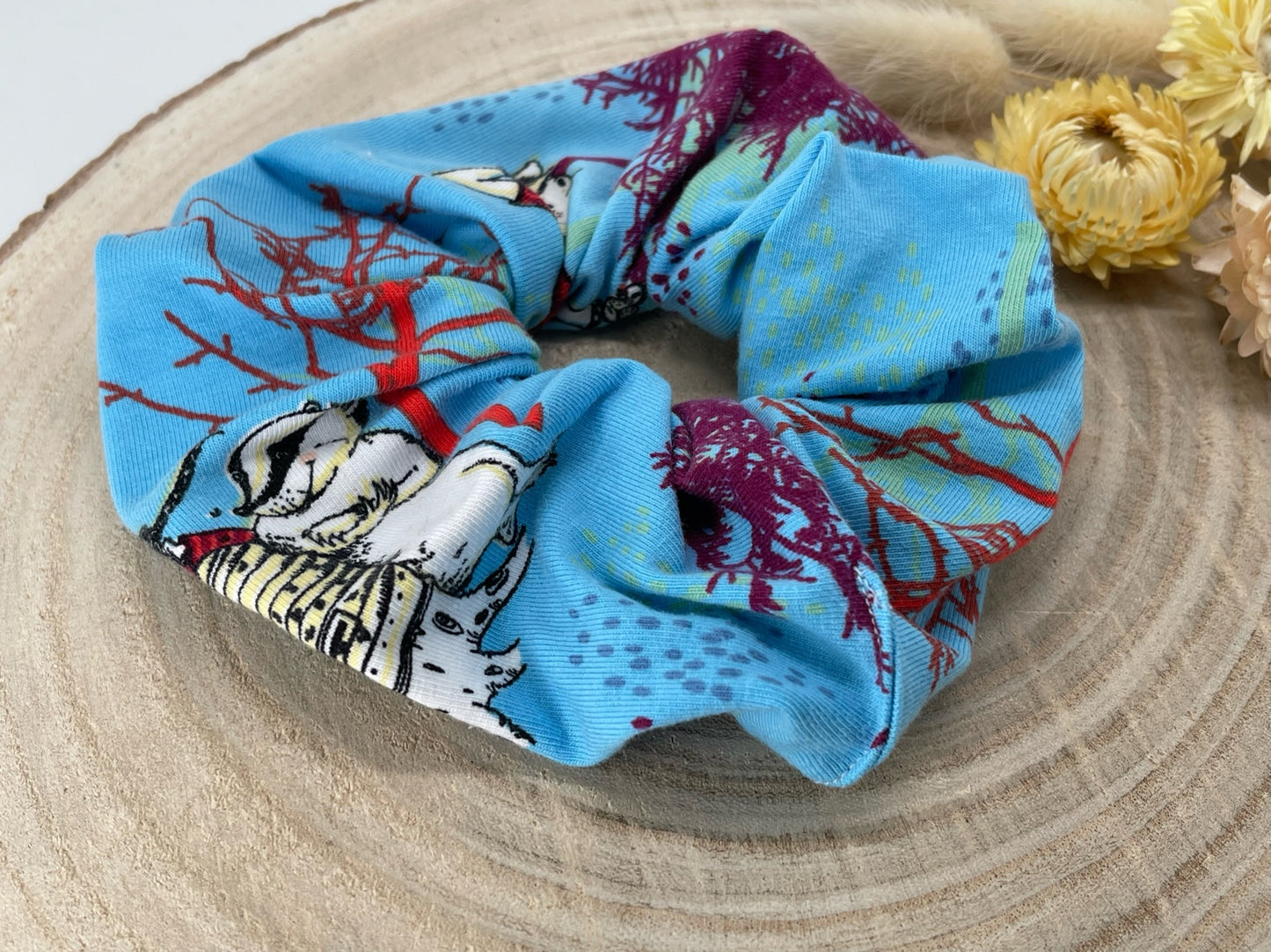 Scrunchie Haargummi elastisches Haarband Haarschmuck der Dachs mein Freund auf blau