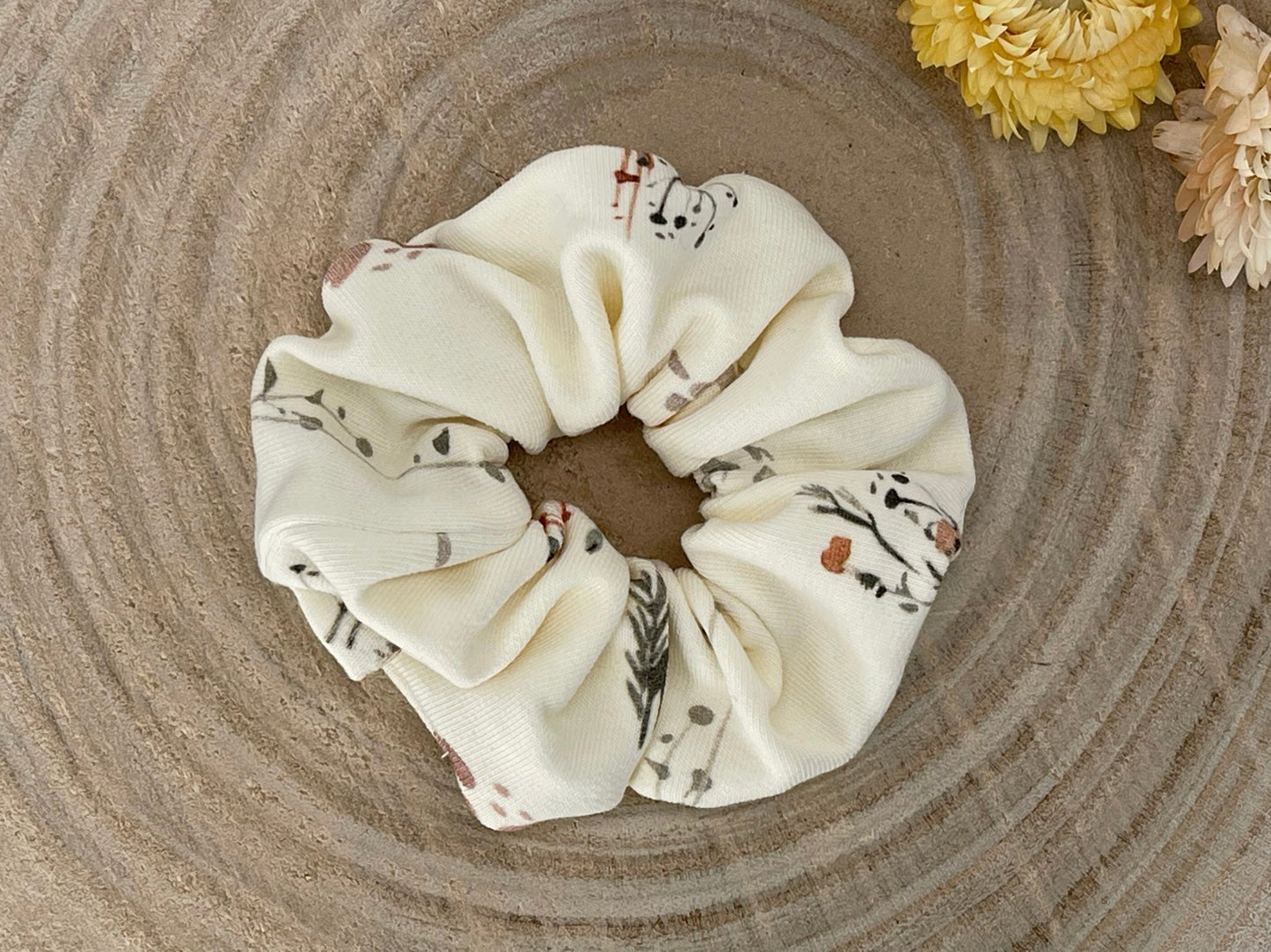 Jersey Scrunchie Haargummi Gräser beige