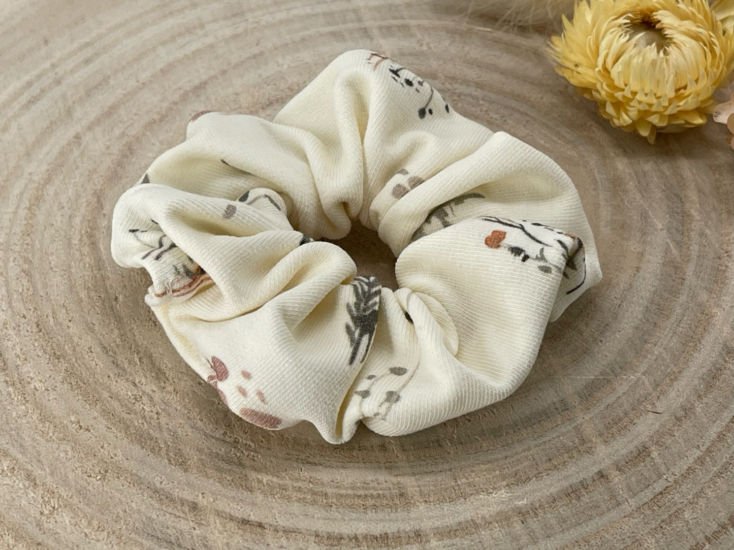 Jersey Scrunchie Haargummi Gräser beige