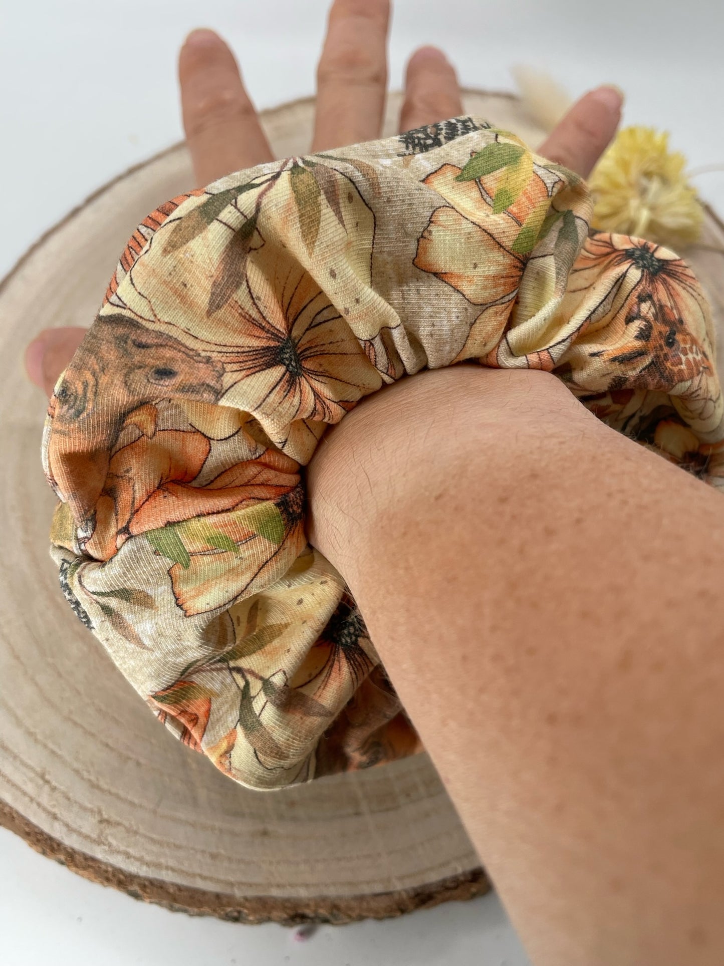 Jersey Scrunchie Haargummi Safari gelb beige