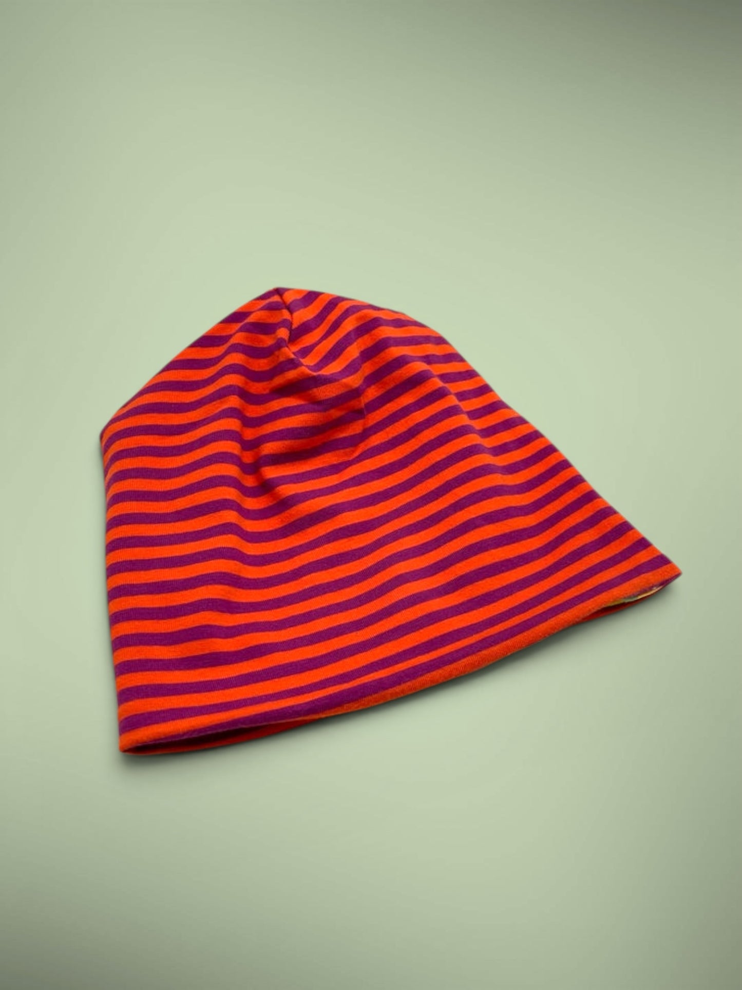 Wende-Beanie für Kinder – Blumen Design gelb