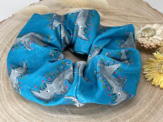 Jersey Scrunchie Haargummi Nashorn blau
