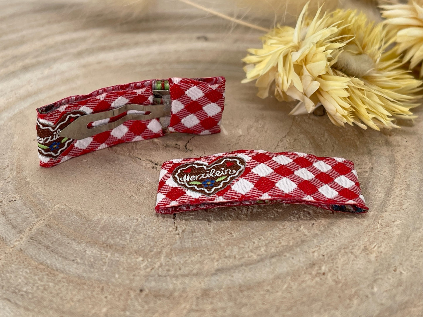 Haarspangen Haarclips herzlilein (1 Paar) rot/Weiß